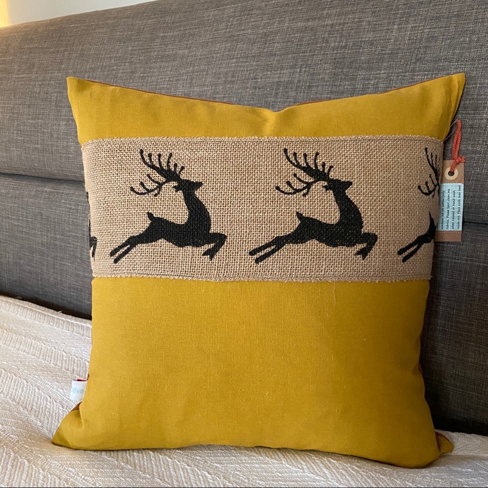 NWT Handmade Reindeer Pillow Cover